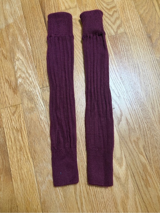 Accessories - Short Ribbed Knit Leg Warmers - Burgundy
